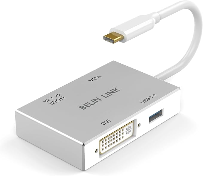 Adaptateur USB C vers HDMI VGA USB3.0, hub USB 4 en 1 de type C