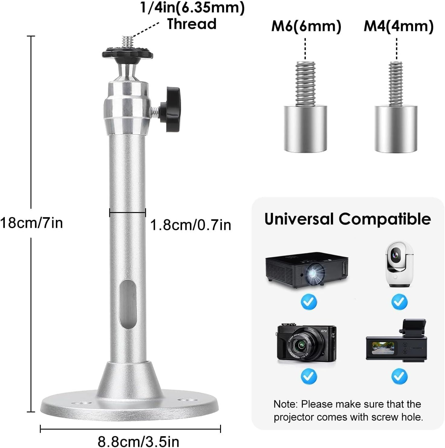 SUPPORT VIDEO PROJECTEUR MUR OU PLAFOND AJUSTABLE 360° RD-3047_2